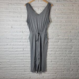 Tek Gear On the Go Womens Jumpsuit XL Capri Gray Sleeveless Drawstring GRA53E